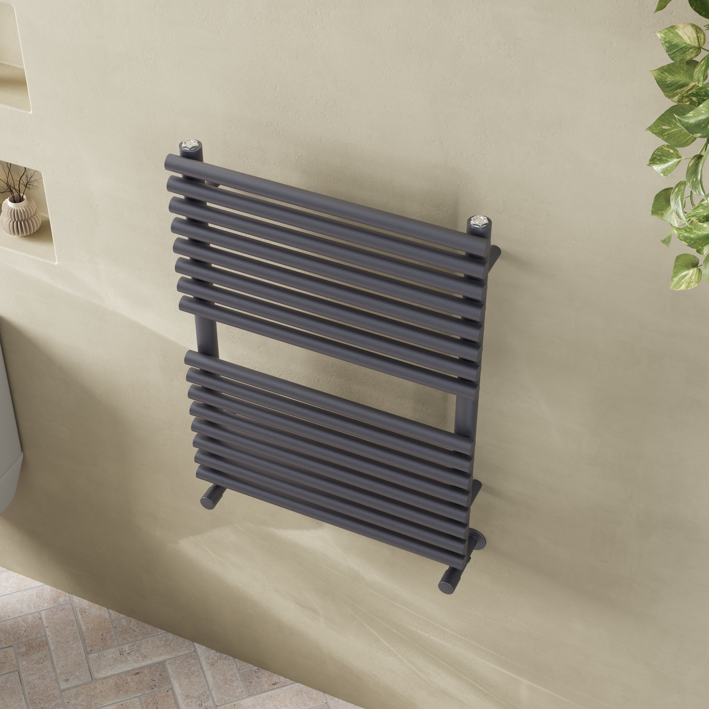 Toasty Halo Anthracite Bar on Bar Heated Towel Rail