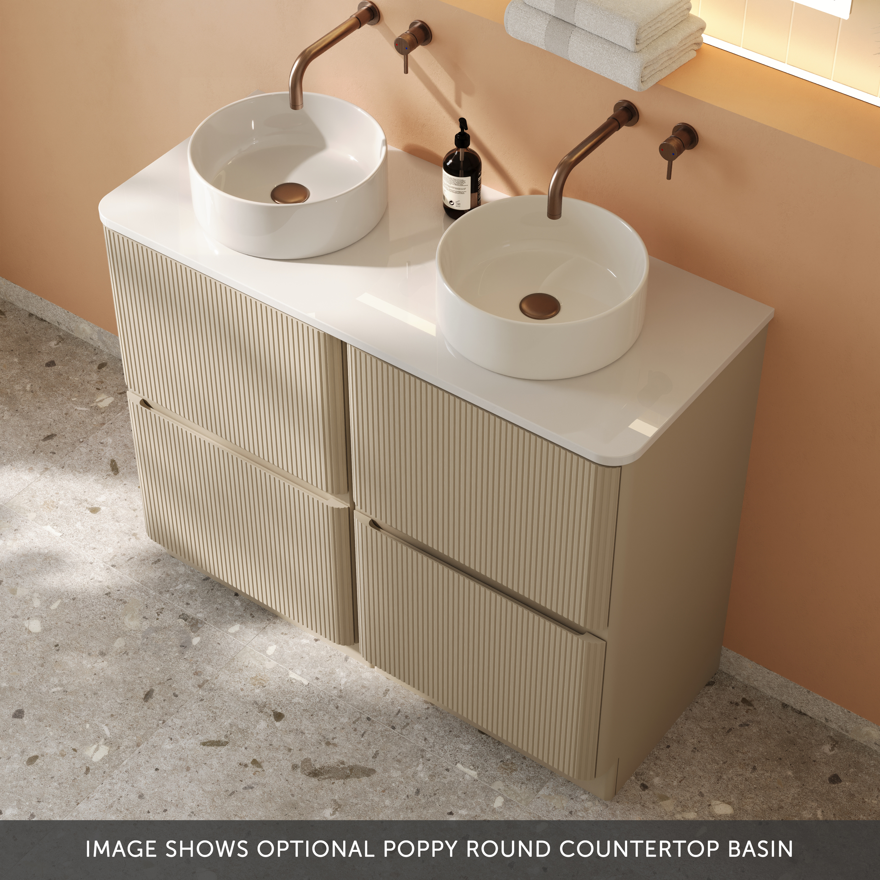 Drench Origin 1000mm Fluted Floorstanding Vanity Unit & Countertop