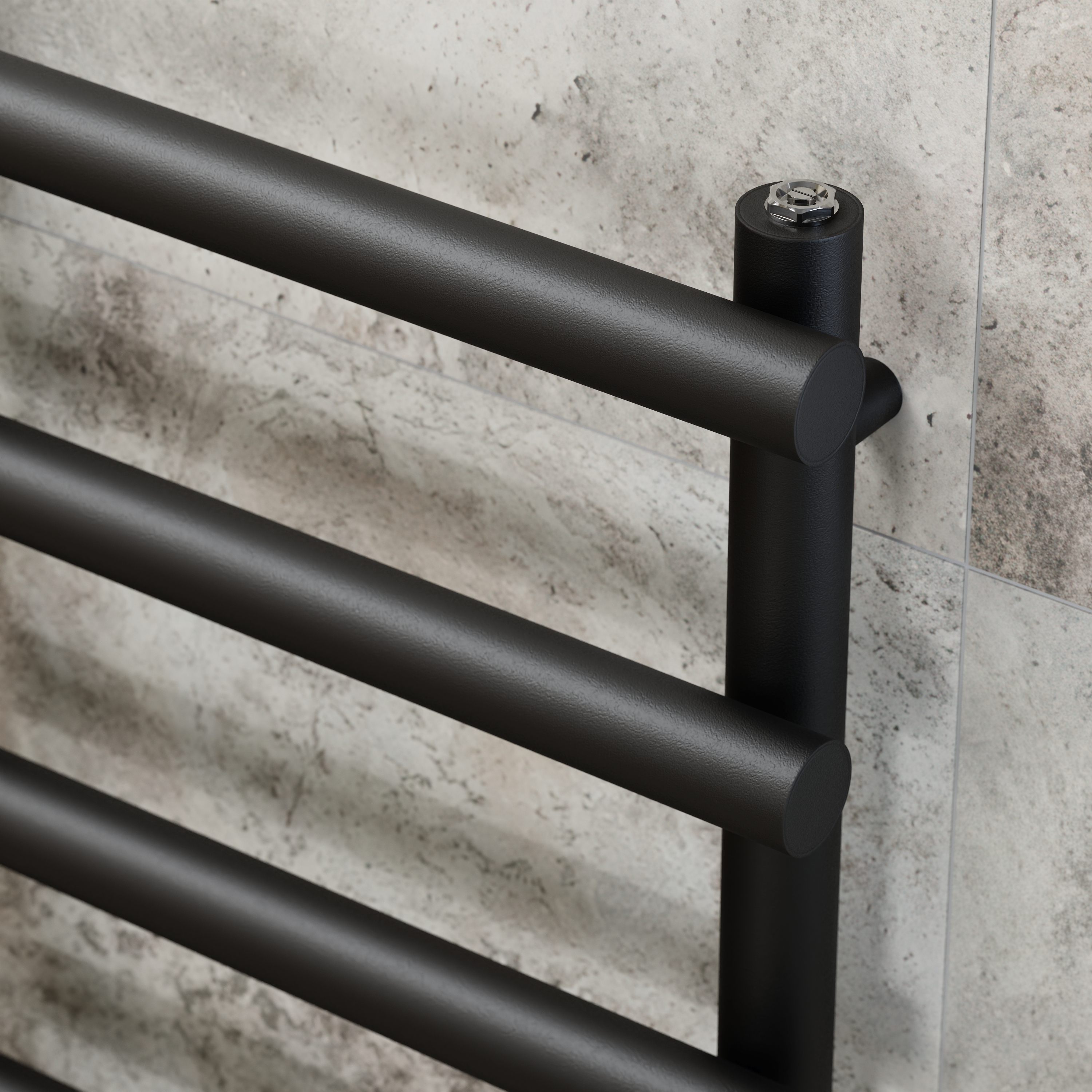 Toasty Yarrow Matt Black Heated Towel Rail