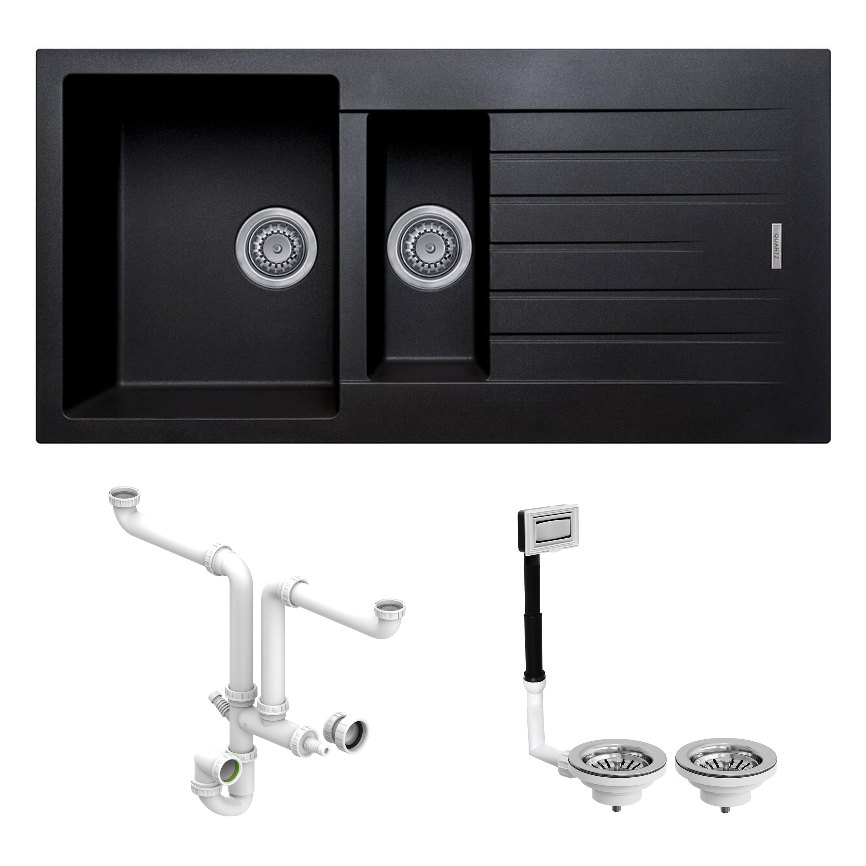 Vellamo Horizon 1.5 Bowl Granite Composite Kitchen Sink & Waste - 1000 x 500mm