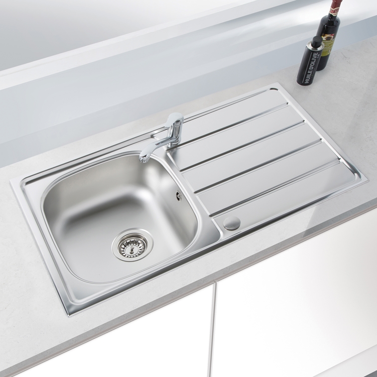 Vellamo Sunrise Compact 1 Bowl Satin Stainless Steel Kitchen Sink ...