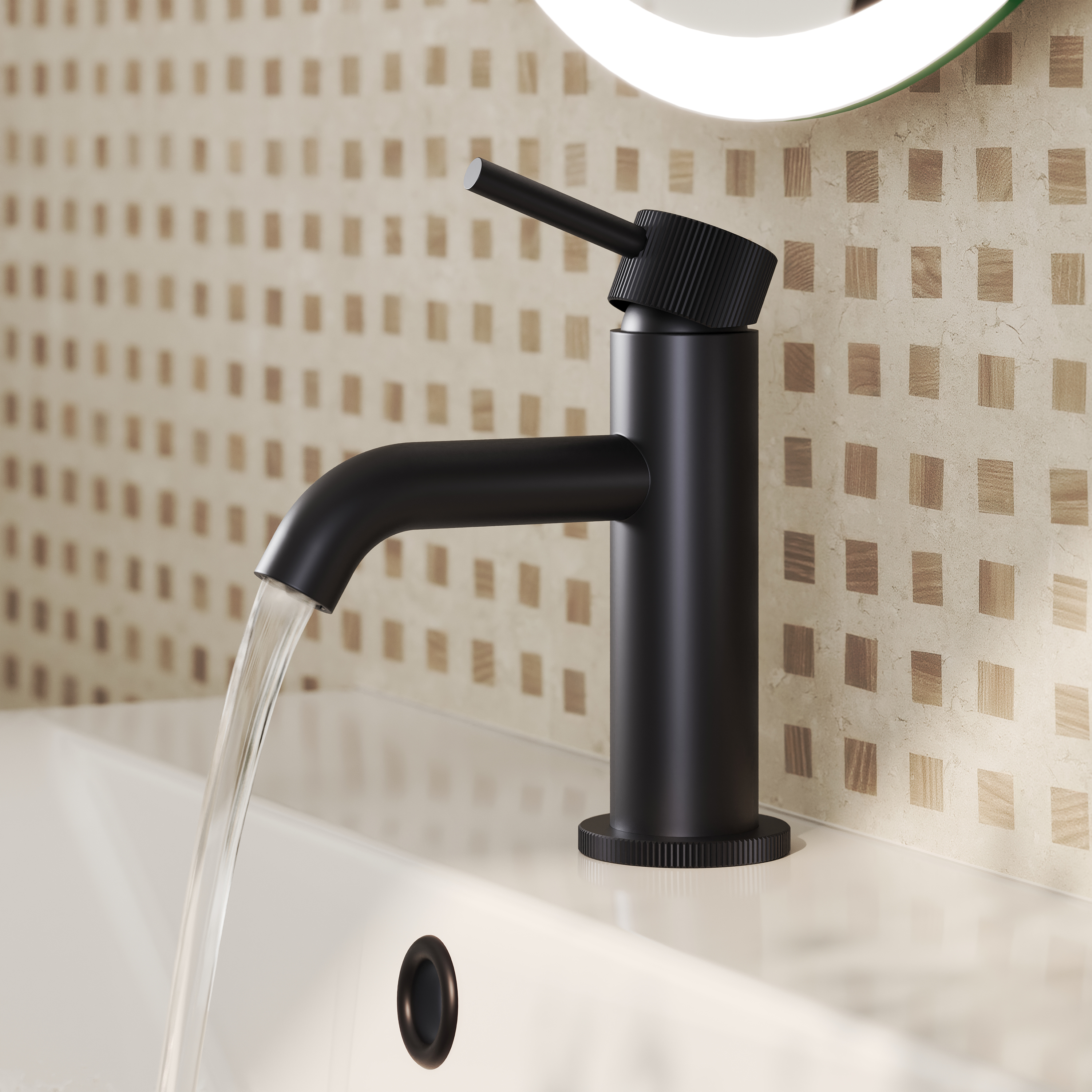 Harbour Fluted Mini Mono Basin Mixer Tap & Waste