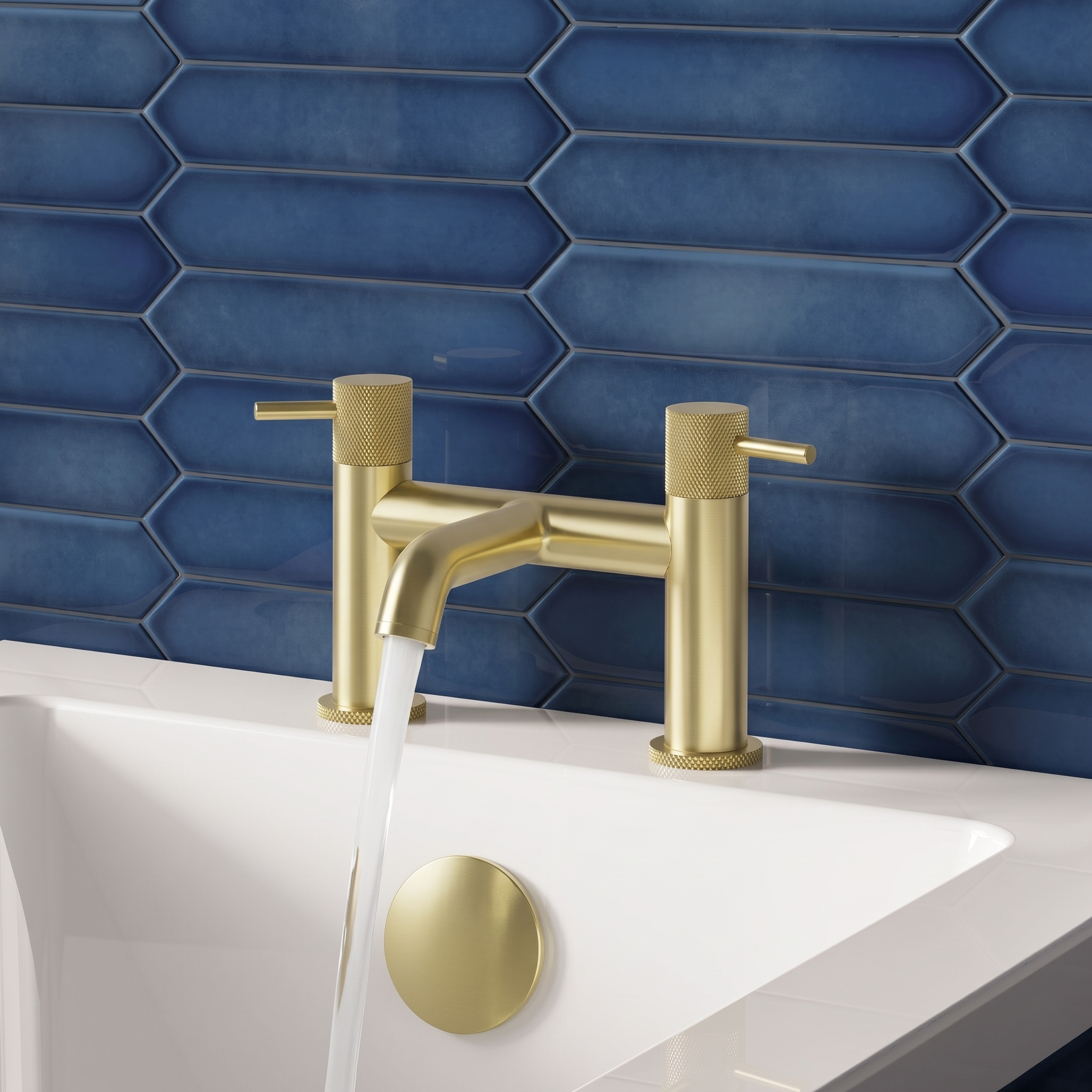 Harbour Clarity Knurled Deck Mounted Bath Mixer Tap