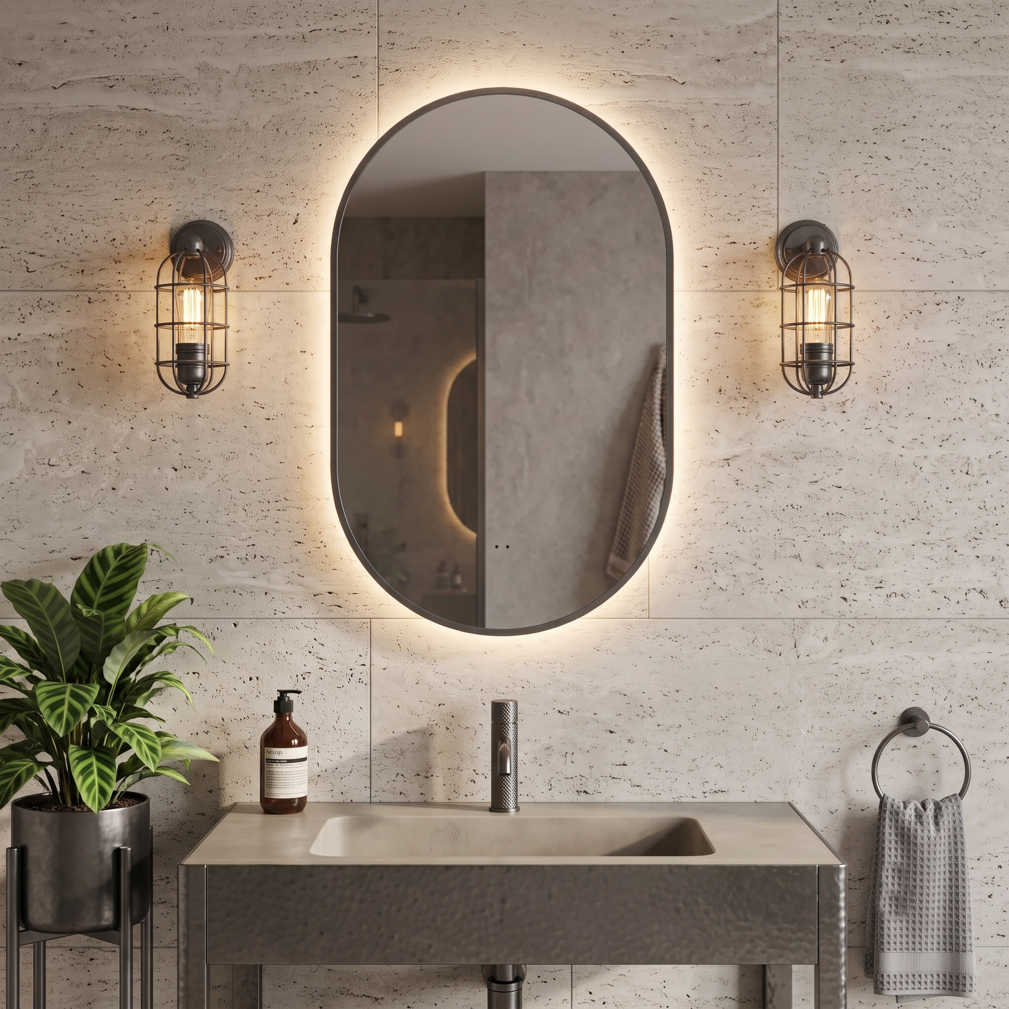 Billy LED Illuminated Oval Framed Mirror with Demister Pad & Colour Change Lights - 500 x 800mm