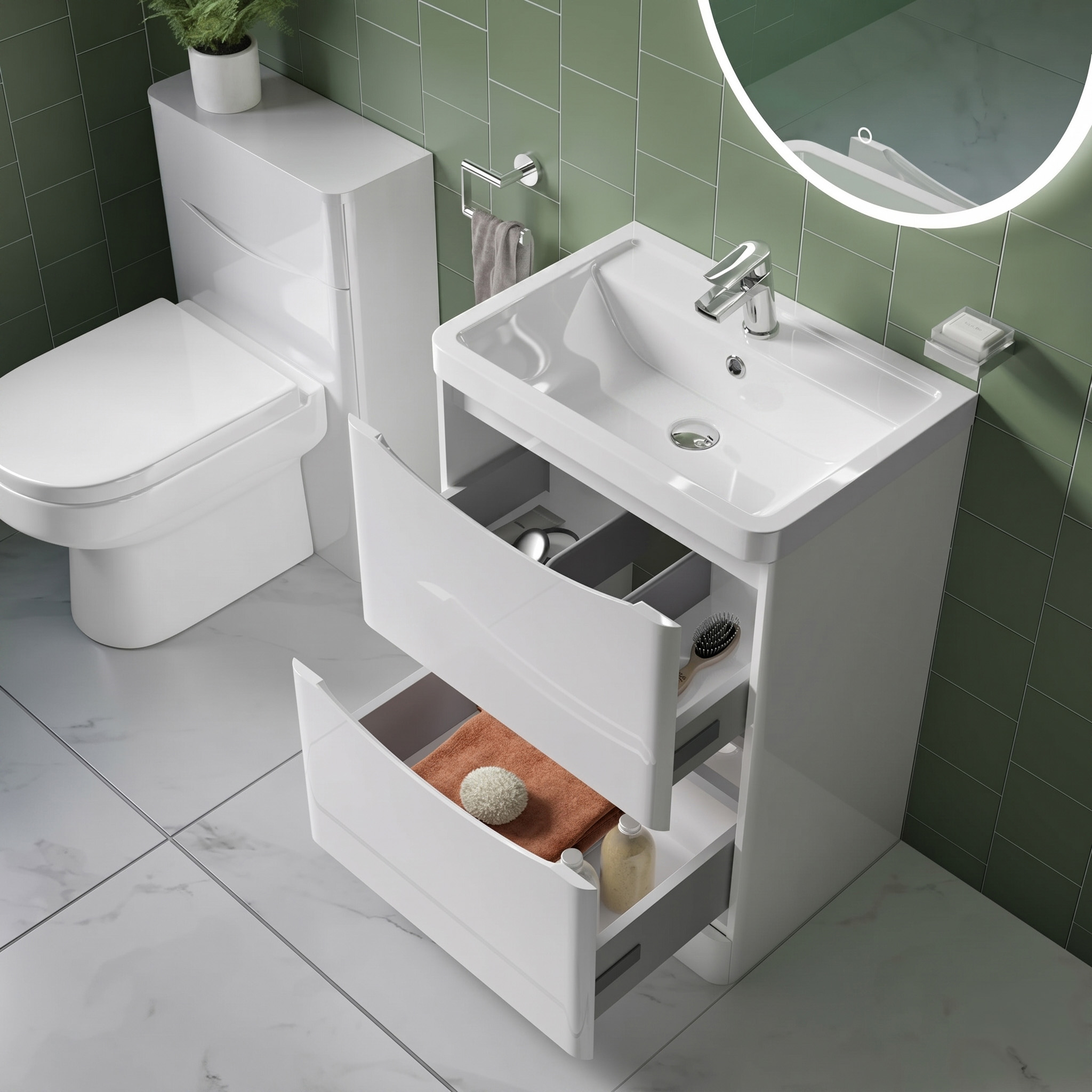 Harbour Clarity 600mm Floorstanding Vanity Unit & Basin