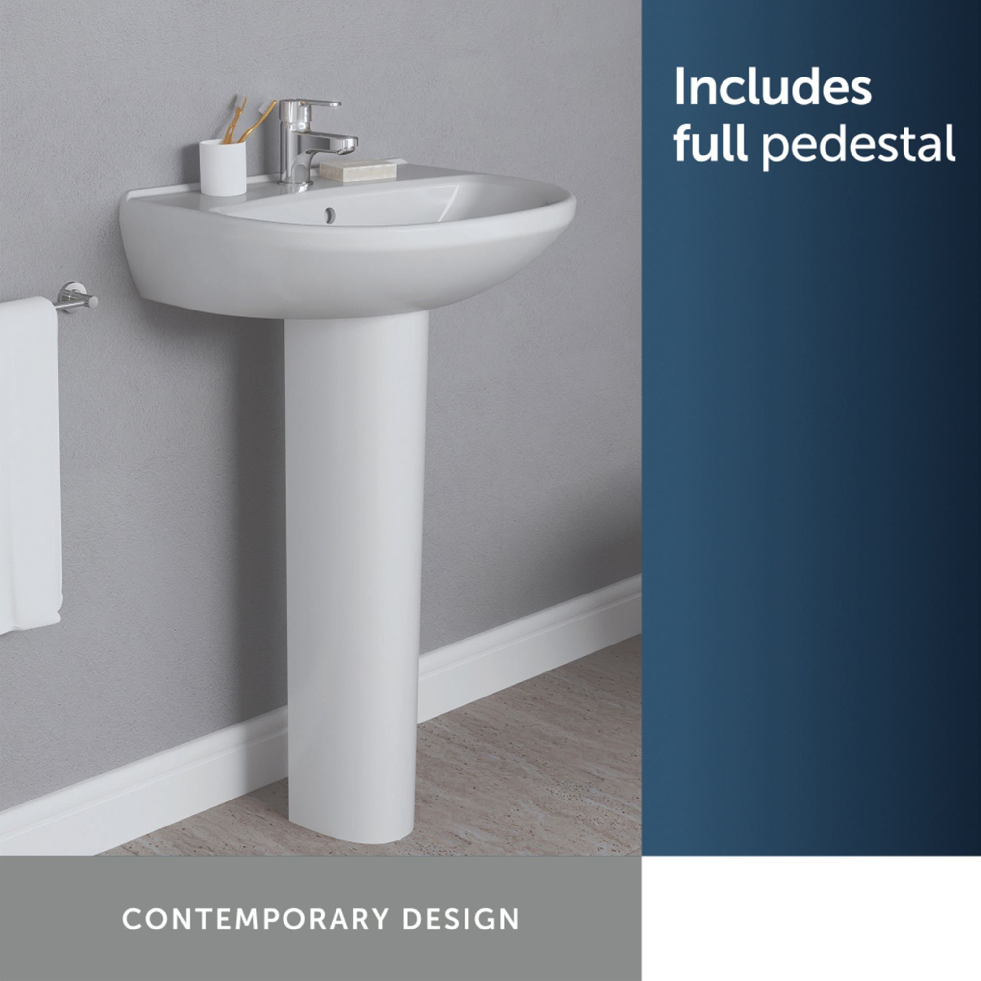 Ideal Standard Eurovit 550mm Basin & Full Pedestal