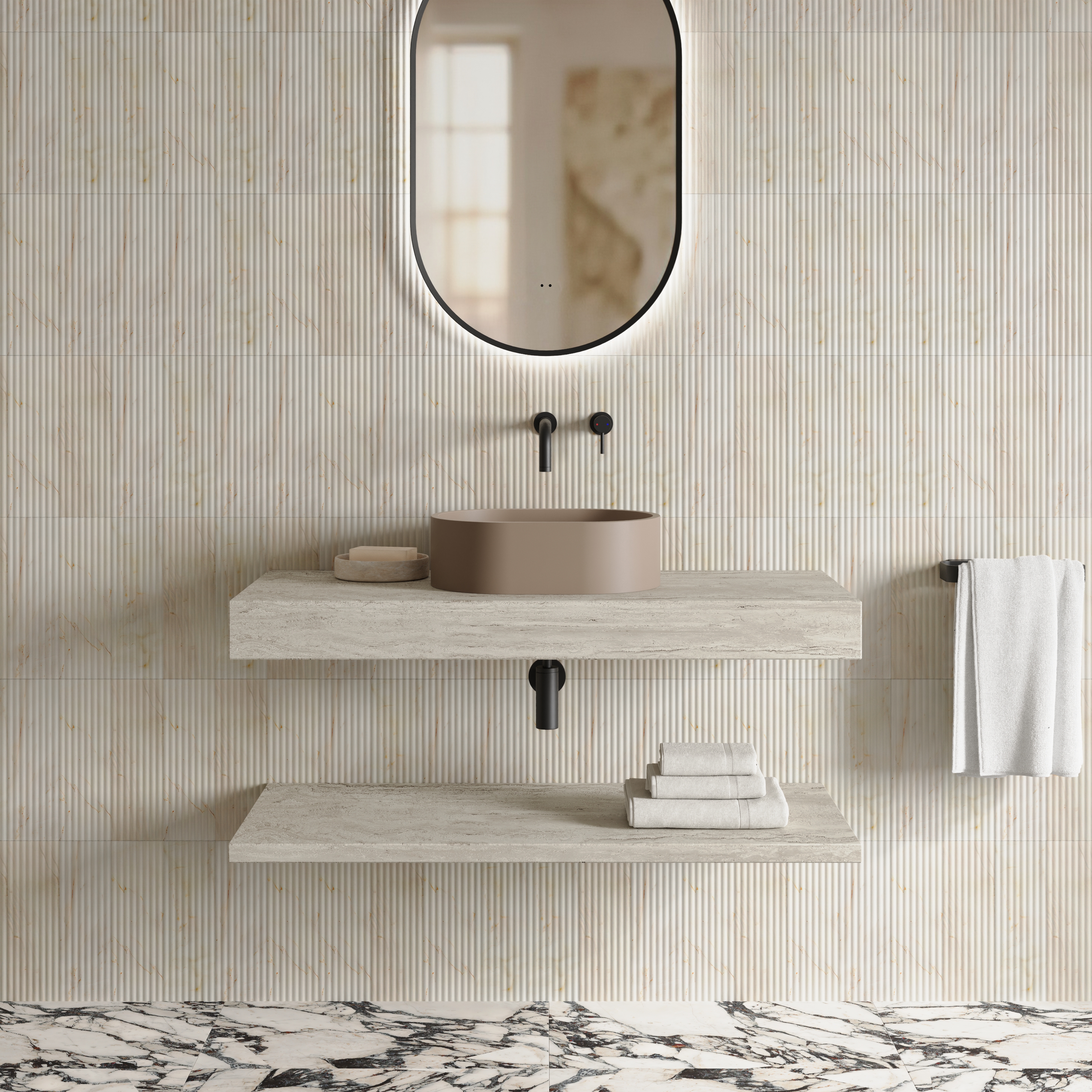 Harbour Concrete Small 400mm Oval Basin - Warm Clay