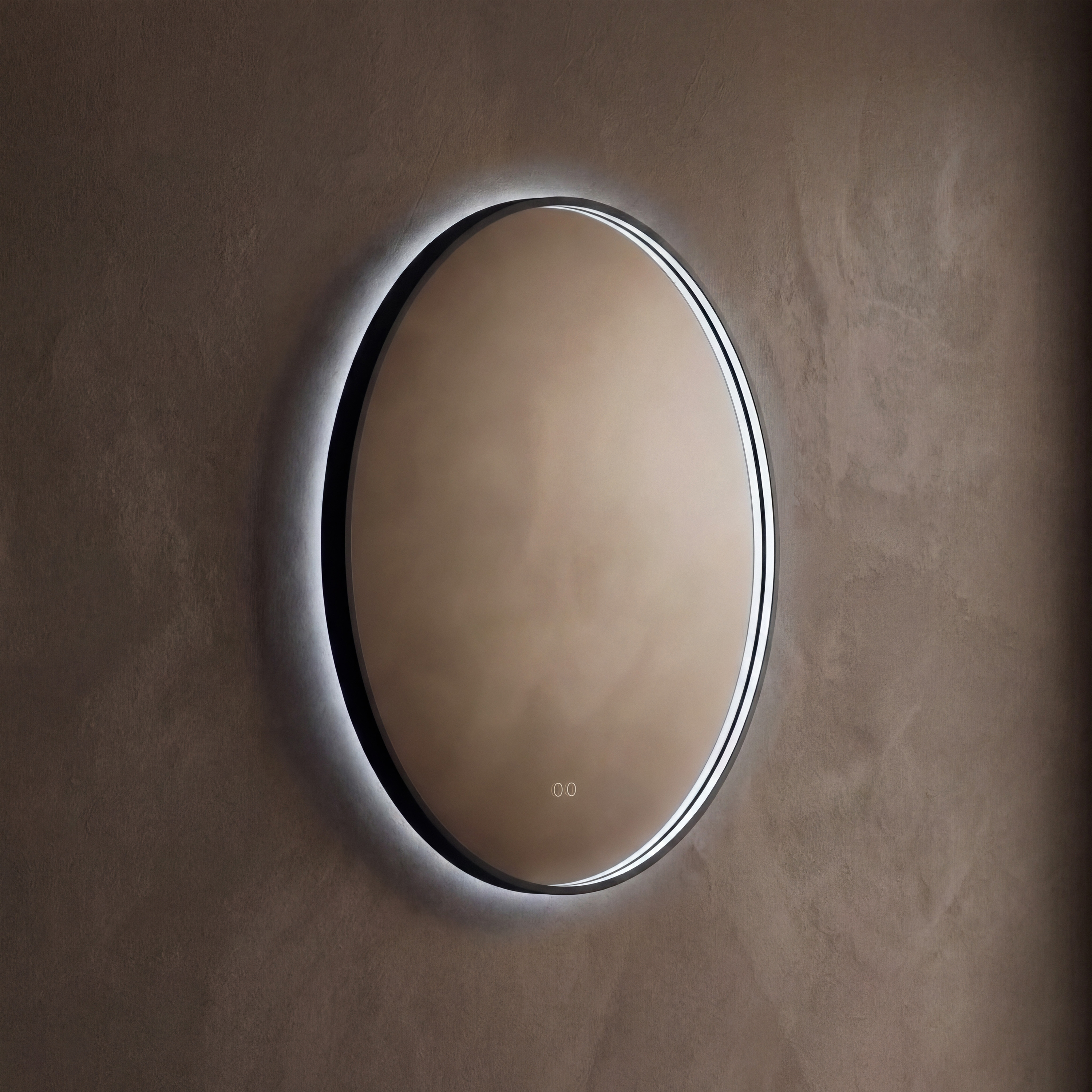 Origins Living Kingsley Matt Black Illuminated Round Mirror with Colour Change Lights - 800mm