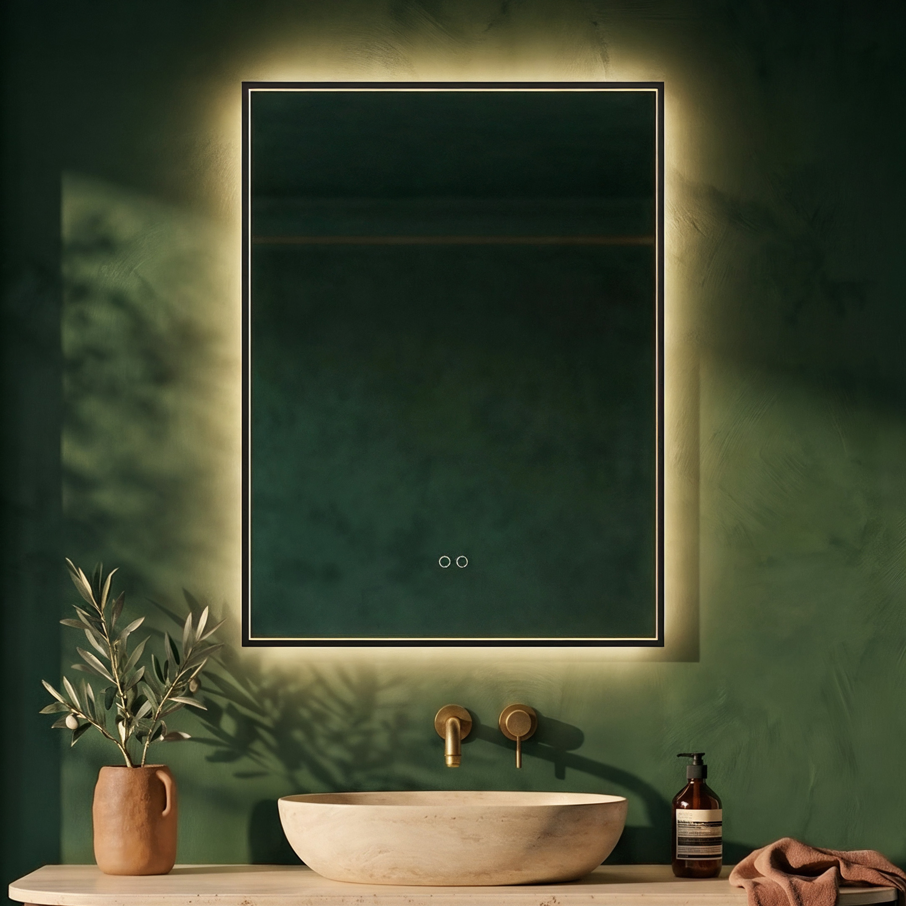 Origins Living Kingsley Matt Black Illuminated Rectangular Mirror with Colour Change Lights - 600 x 800mm
