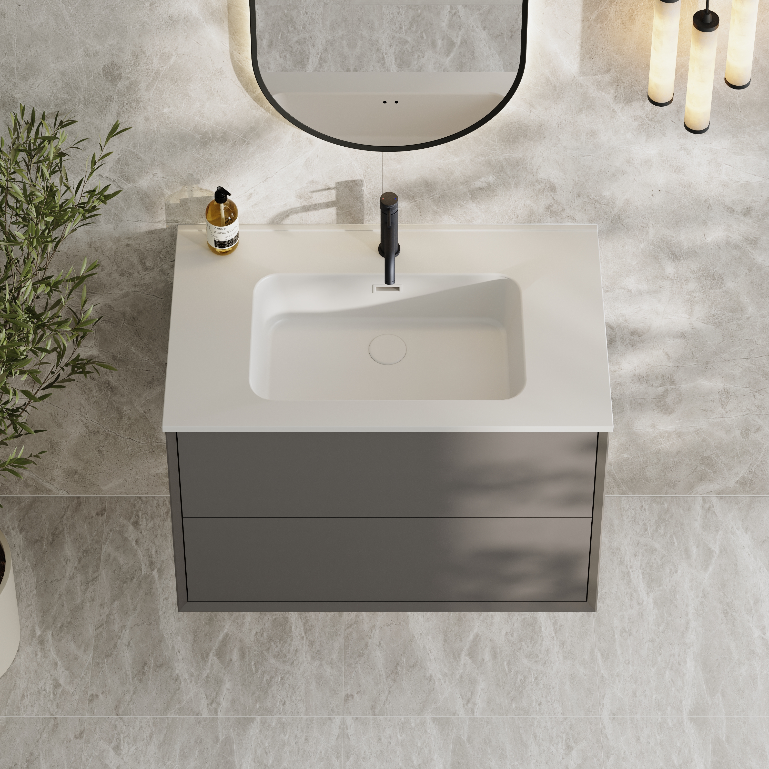 Oslo 800mm Wall Mounted Vanity Unit & Matt White Basin
