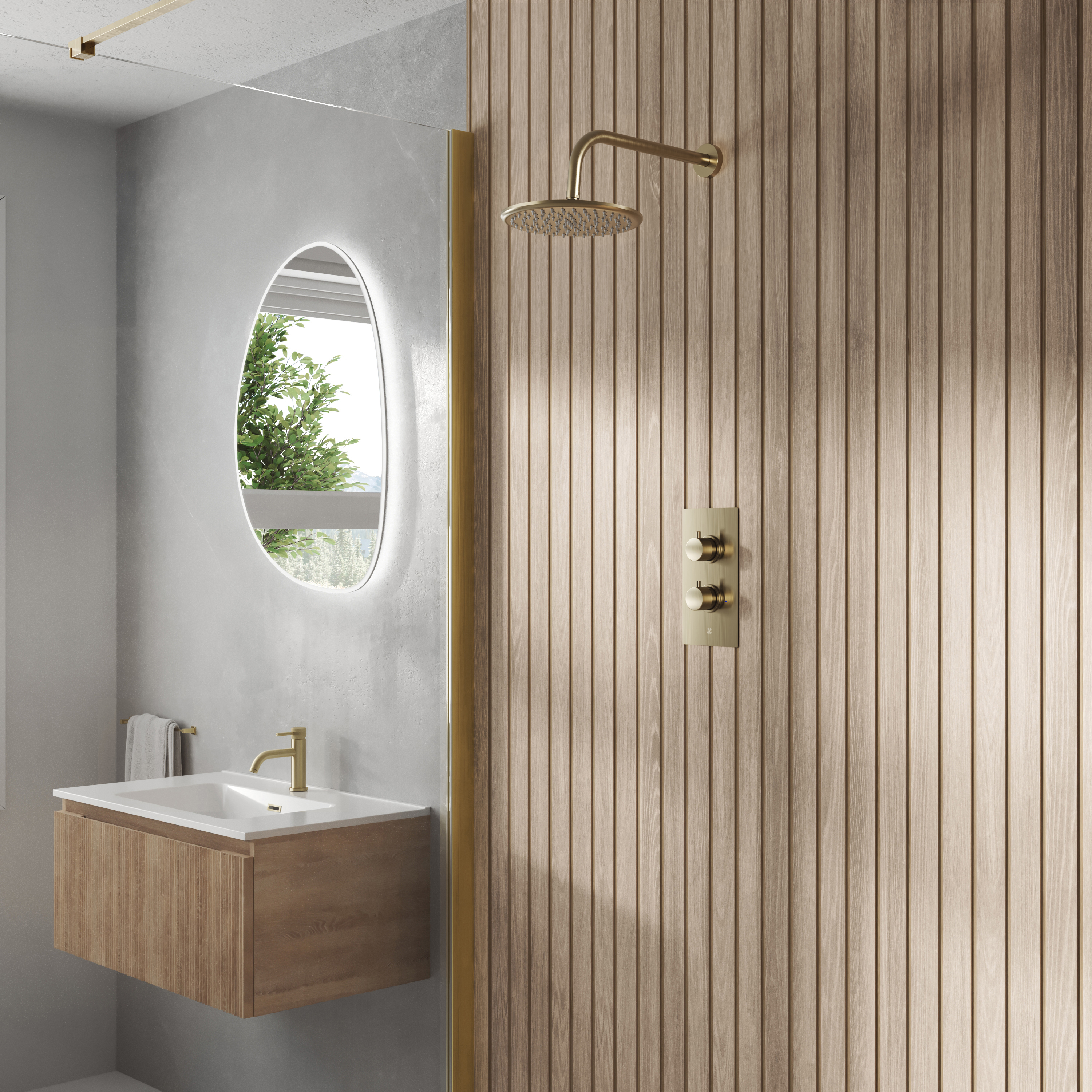 Core 1 Outlet Concealed Shower Valve & Wall Mounted Fixed Shower Head