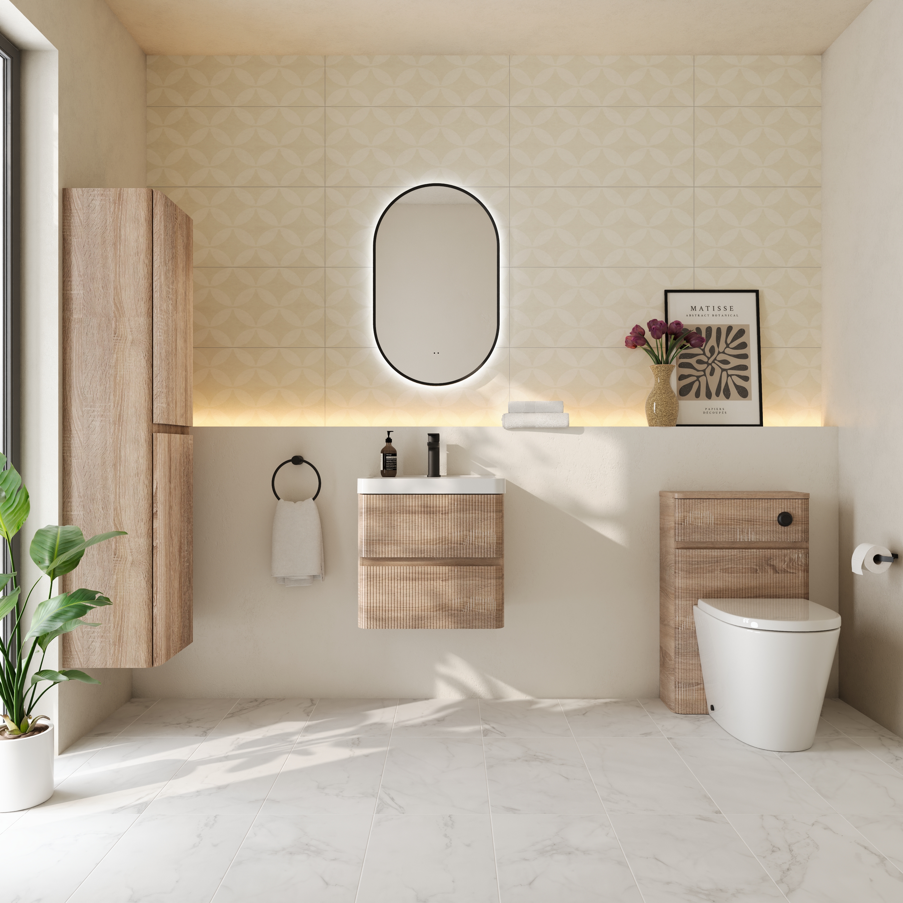 Drench Origin 500mm Fluted Wall Mounted Vanity Unit & Basin