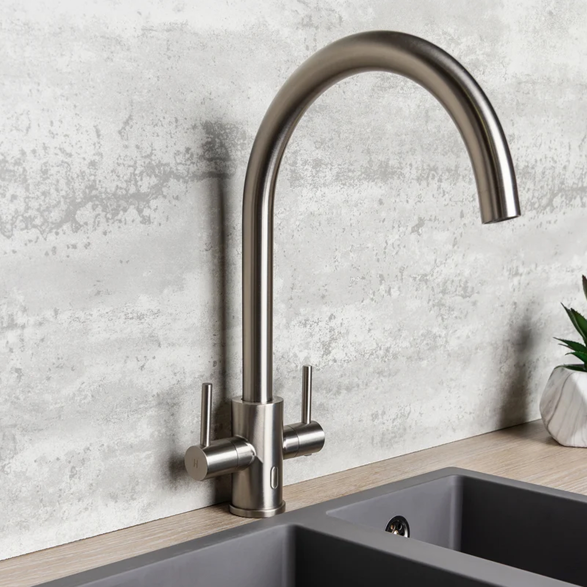 Top-Fix Torra Twin Lever Mono Kitchen Mixer Tap