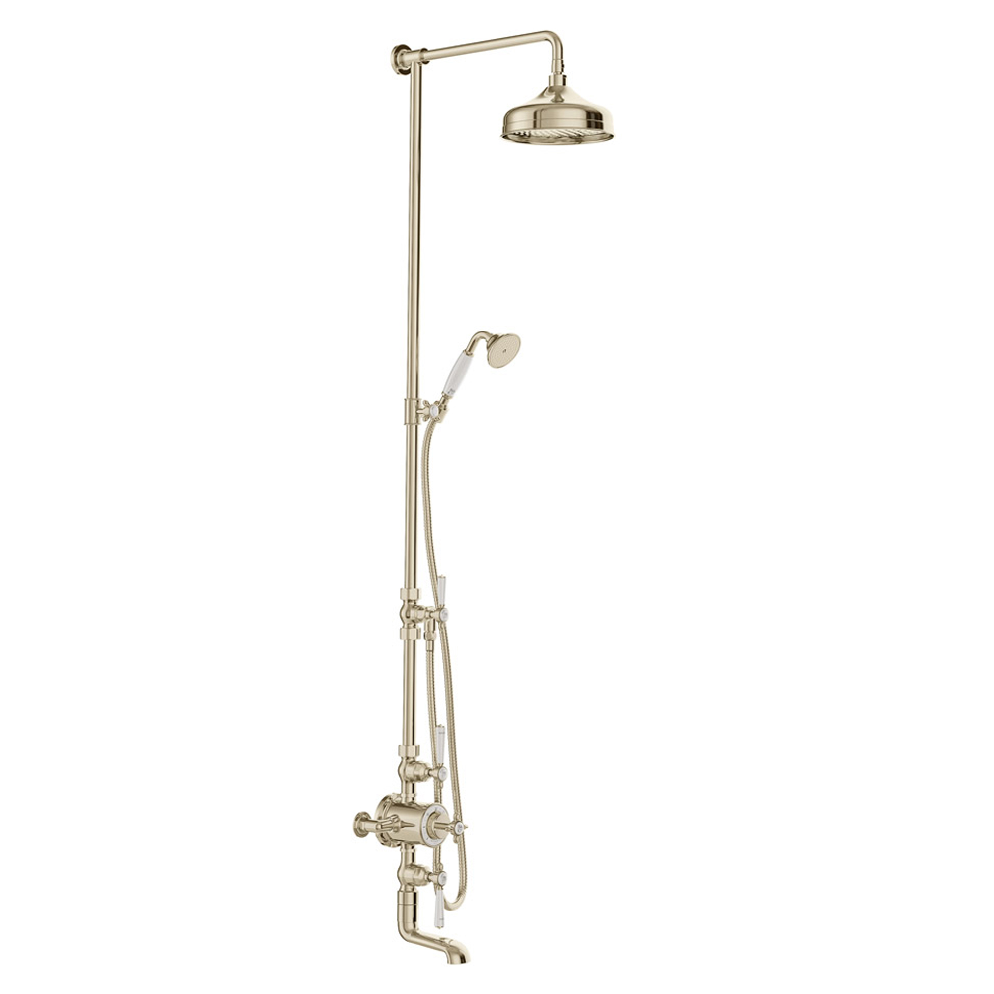 Booth & Co Axbridge Traditional 3 Outlet Exposed Thermostatic Shower Set with Bath Spout