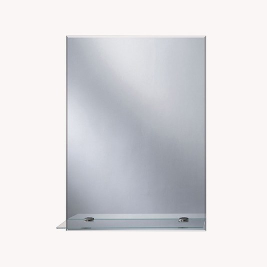 Bathroom Origins Straight Edge Bathroom Mirror with Glass Shelf - 700 x 500mm