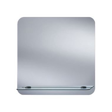 Bathroom Origins Curved Edge Bathroom Mirror with Glass Shelf - 630 x 550mm