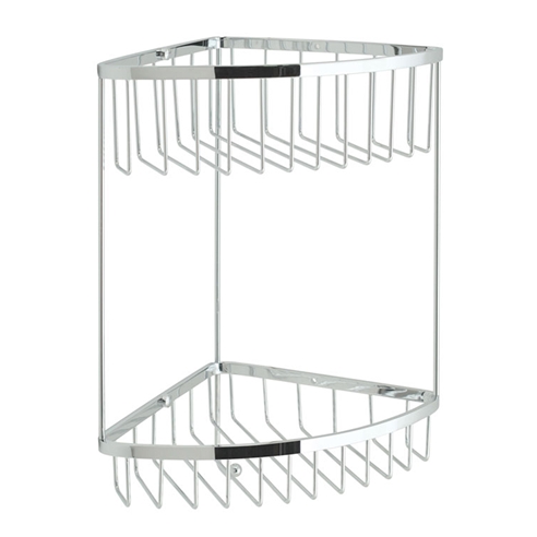 Vado Wall Mounted Large Double Triangular Corner Basket with Integral Hook
