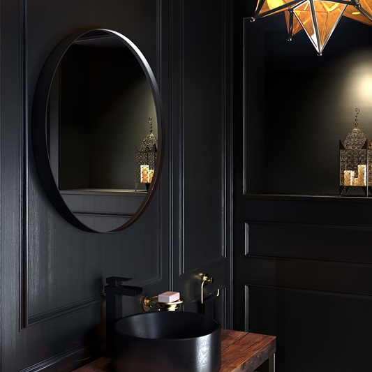 Round Mirror 600mm Black, Black Round Bathroom Mirrors