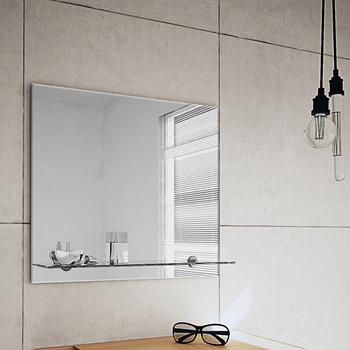 Origins Living Straight Edge Bathroom Mirror with Glass Shelf - 500 x 550mm