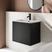 Billy 600mm Wall Hung Vanity Unit with Fluted Drawer Front & Basin - Matt Black