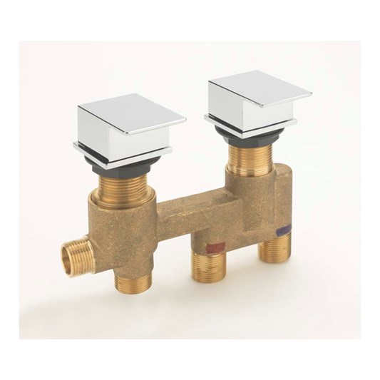 Sagittarius Blade Pair of Deck Mounted 1 Or 2 Outlet Thermostatic Mixer Valves