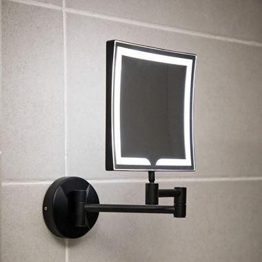 Vellamo LED Illuminated Matt Black Square Magnifying Wall Mirror