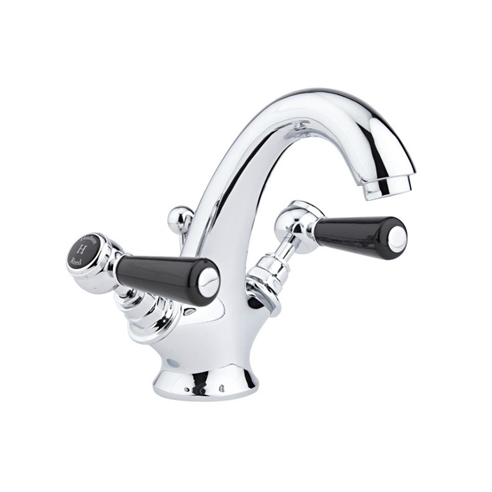Hudson Reed Black Topaz Lever Mono Basin Mixer with Pop-Up Waste