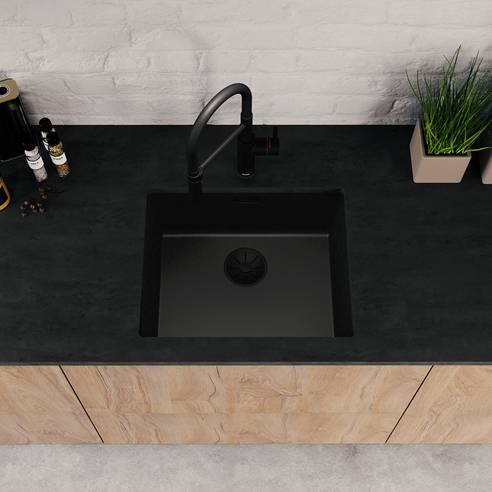 Blanco Subline 500-U Black Edition 1 Bowl Undermount Silgranit Composite Kitchen Sink & Waste - 530 x 460mm