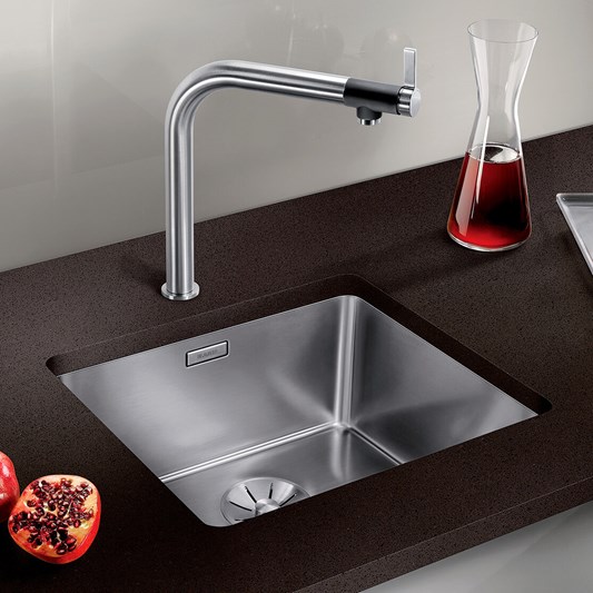 Blanco Andano 1 Bowl Undermount Satin Polish Stainless Steel Kitchen Sink & Waste - 490 x 440mm