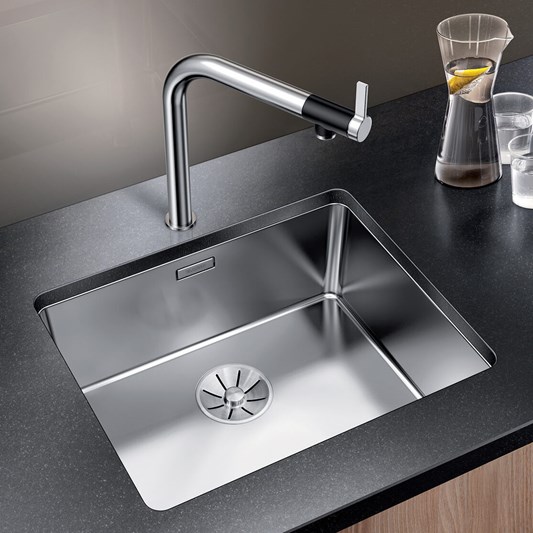 Blanco Andano Large 1 Bowl Undermount Satin Polish Stainless Steel Kitchen Sink & Waste - 540 x 440mm