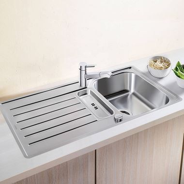 Blanco Lantos 5 S-IF 1.5 Bowl Brushed Stainless Steel Kitchen Sink & Waste with Reversible Drainer - 950 x 500mm