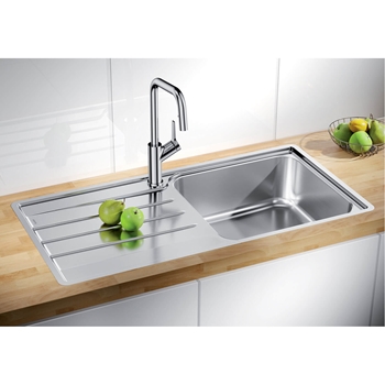 Blanco Lemis XL 6 S-IF 1 Bowl Brushed Stainless Steel Kitchen Sink & Waste with Reversible Drainer - 1000 x 500mm