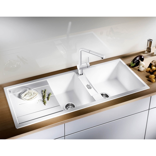 Blanco Metra 8 S 1.5 Bowl Inset Silgranit Composite Kitchen Sink & Waste with Reversible Drainer - 1160 x 500mm