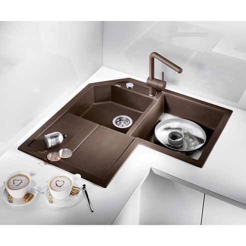 Blanco Metra 9 E Corner 1.5 Bowl Inset Silgranit Composite Kitchen Sink & Waste - 830 x 830mm