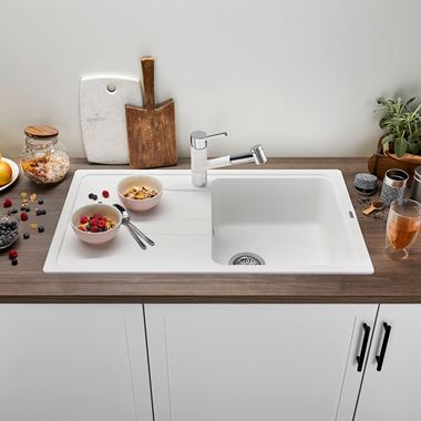 Blanco Sona 5 S Compact 1 Bowl Inset or Undermount Silgranit Composite Kitchen Sink & Waste with Reversible Drainer - 860 x 500mm