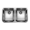 Blanco Supra Double Bowl Undermount Brushed Stainless Steel Kitchen Sink & Waste - 765 x 450mm