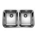 Blanco Supra Double Bowl Undermount Brushed Stainless Steel Kitchen Sink & Waste - 765 x 450mm