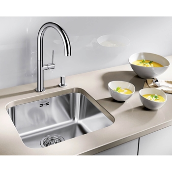 Blanco Supra 400-U 1 Bowl Undermount Brushed Stainless Steel Kitchen Sink & Waste - 430 x 430mm