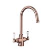 Blanco Vicus Twin Lever WRAS Approved Traditional Mono Kitchen Mixer Tap - Brushed Copper