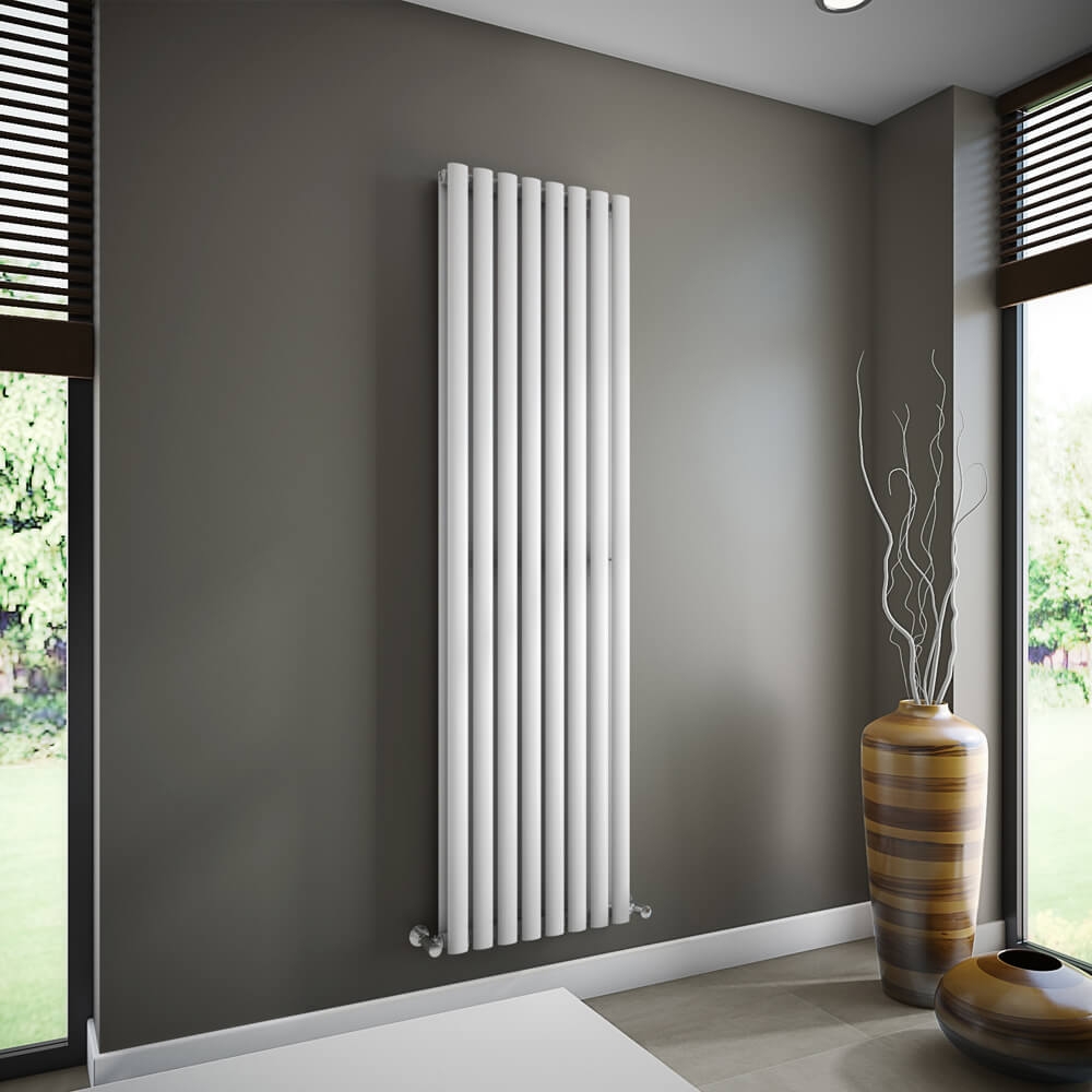 Brenton Oval Double Panel Vertical Radiator - White - 1800 x 480mm | Tap  Warehouse