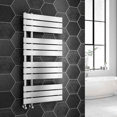 Brenton Fontana Flat Panel Offset Heated Towel Rail - 1126 x 500mm