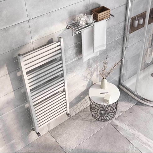 Brenton Pagosa White Heated Towel Rail - Double Layer Design - 1200 x 500mm