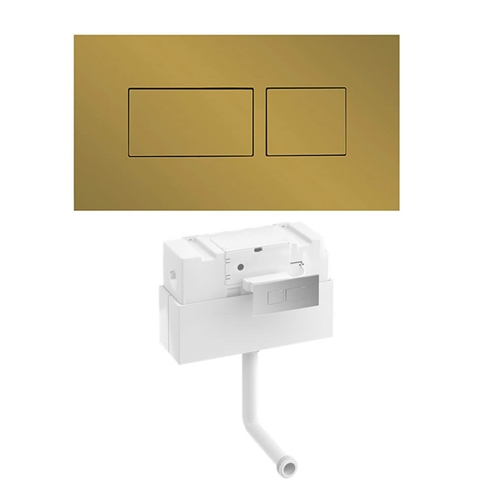 Britton Bathrooms Hoxton Dual Flush Plate and Cistern - Brushed Brass