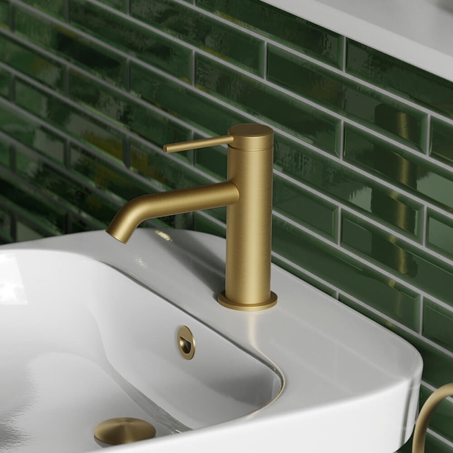 Britton Bathrooms Hoxton Slim Basin Mixer Tap - Brushed Brass