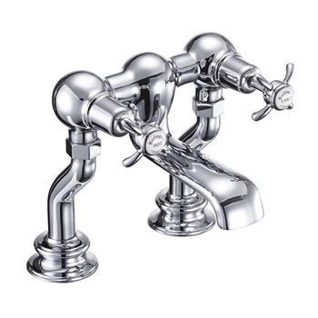Burlington Anglesey Regent Deck Mounted Bath Filler Tap with Straight Valves