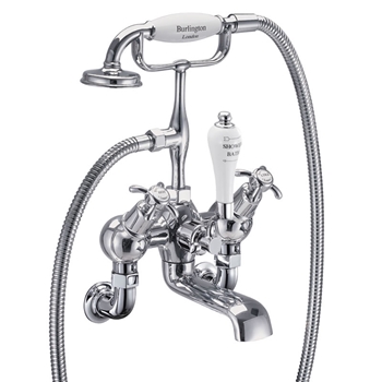 Burlington Anglesey Wall Mounted Bath Mixer with Shower Handset & 'S' Adjuster