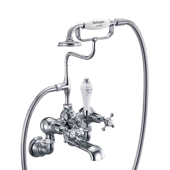 Burlington Anglesey Regent Wall Mounted Bath Mixer with Shower Handset & Extended Base