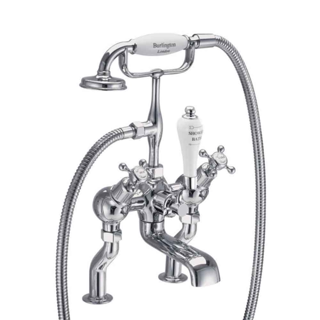 Burlington Claremont Deck Mounted Bath Mixer with Shower Handset & 'S' Adjuster
