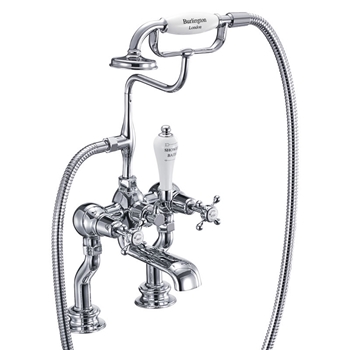 Burlington Claremont Regent Deck Mounted Bath Mixer with Shower Handset & Extended Base