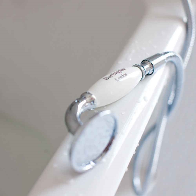 Burlington Kensington Wall Mounted Bath Mixer with Shower Handset & 'S' Adjuster